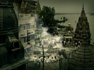 Cremation on the banks of the Ganges, Varanasi, India 2007