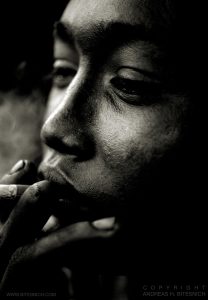Worker smoking, Phnom Penh, Cambodia 1999
